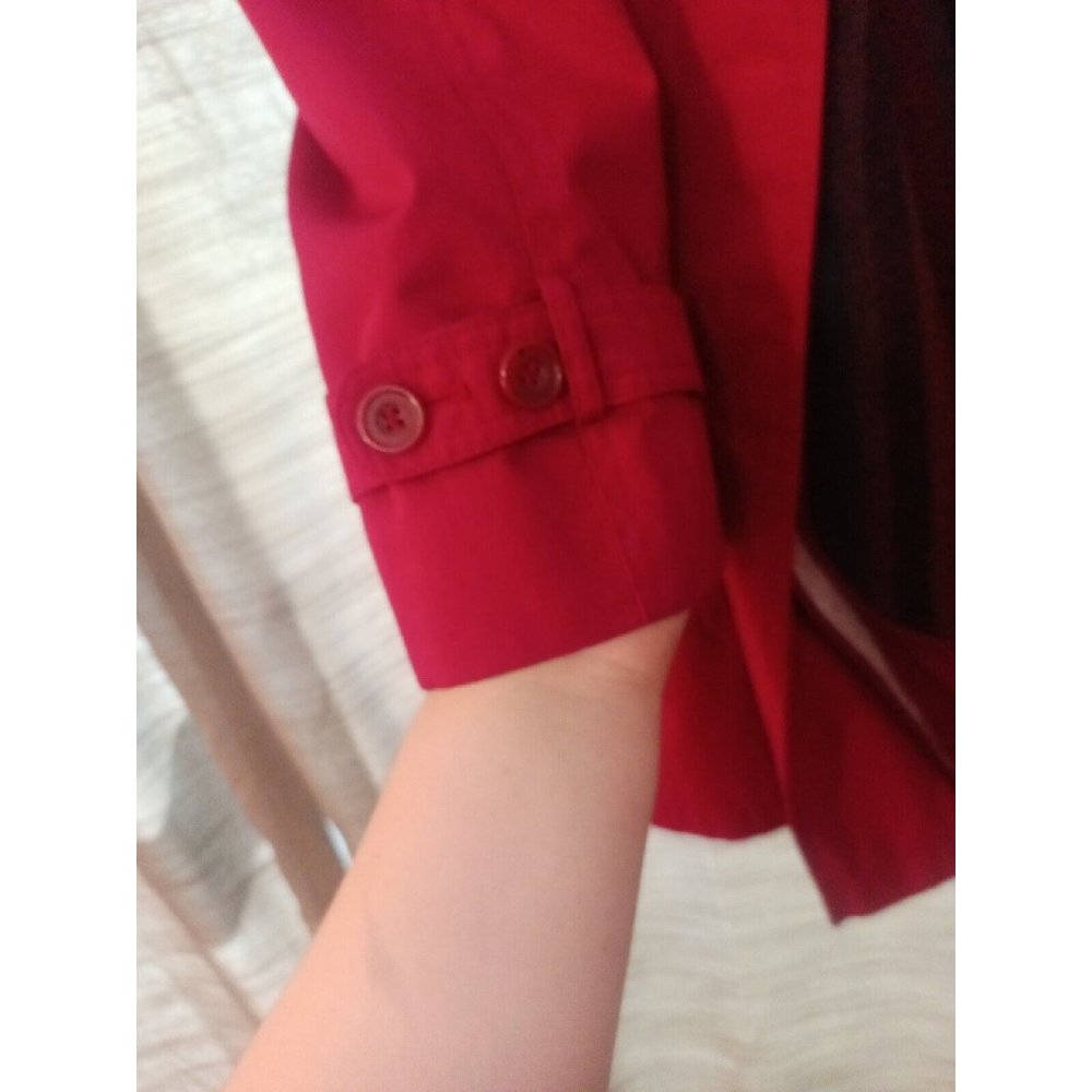 Women's London Fog Red Long Detachable Jacket With Pockets Size 16 - Picture 4 of 6